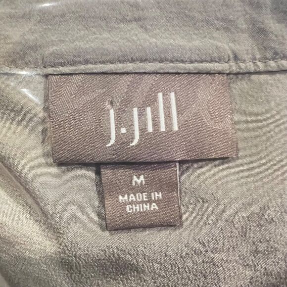 J JILL 100% Silk Tunic Top Dress Button Front Long Sleeve Pockets Round Neck, M - Picture 7 of 14